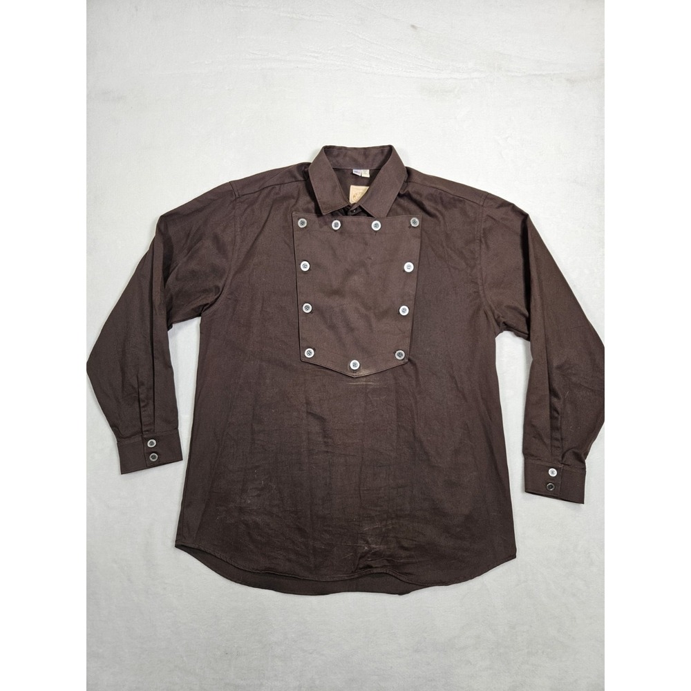 H Bar C California Ranchwear Shirt Pearl Snap Long Tail‎ 70s Brown Men's Large